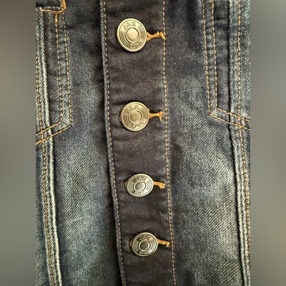 JAG Jean Jacket Women’s SZ S Dark Denim Button Front Closure Pockets Collared - Picture 3 of 11